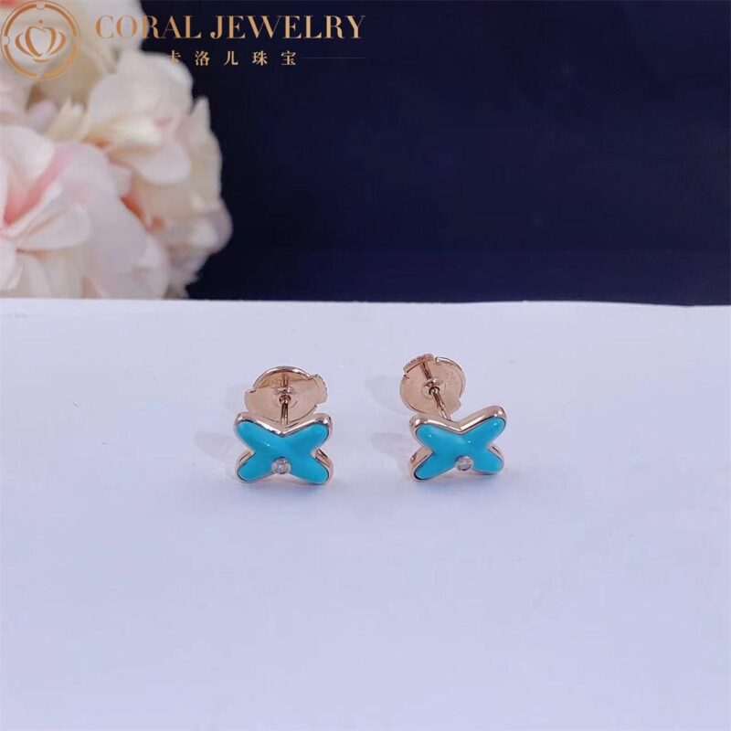 Chaumet Jeux De Liens 083465 Earring Rose Gold Turquoise Diamond 4