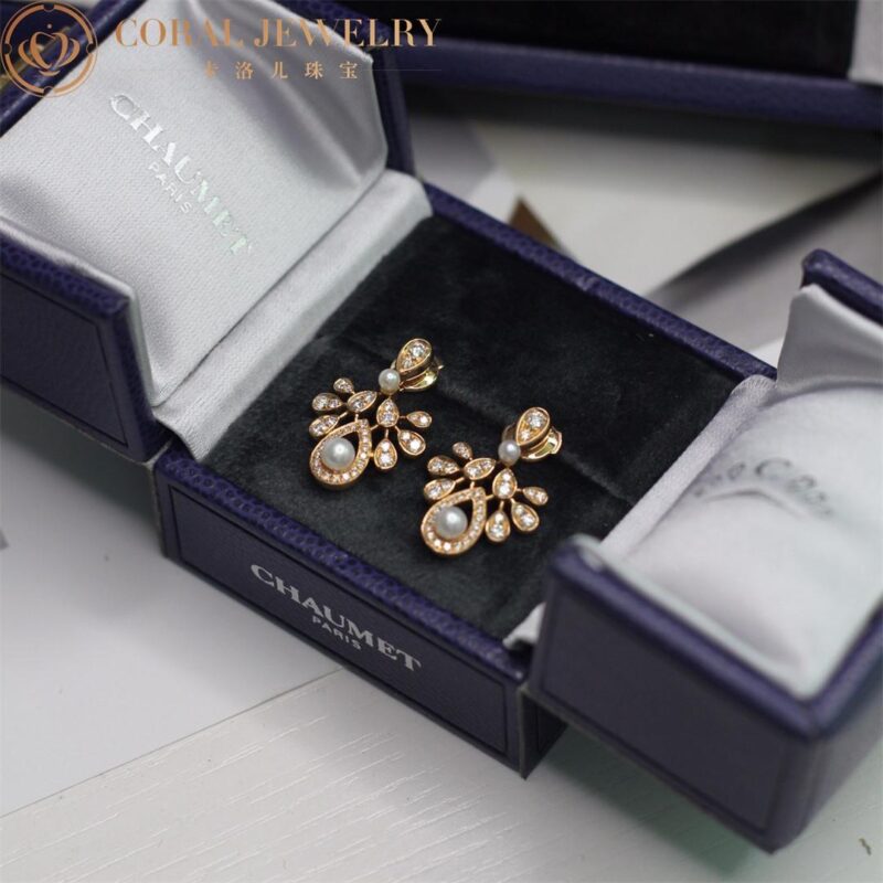 Chaumet 083251 Joséphine Aigrette Impériale Earrings Rose Gold Pearls Diamonds 5