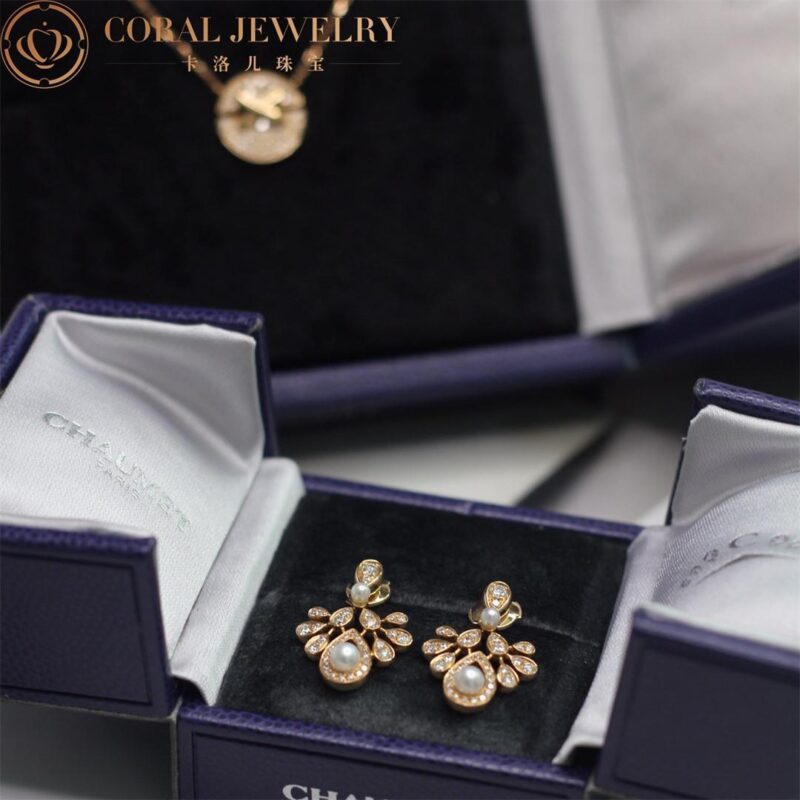 Chaumet 083251 Joséphine Aigrette Impériale Earrings Rose Gold Pearls Diamonds 4