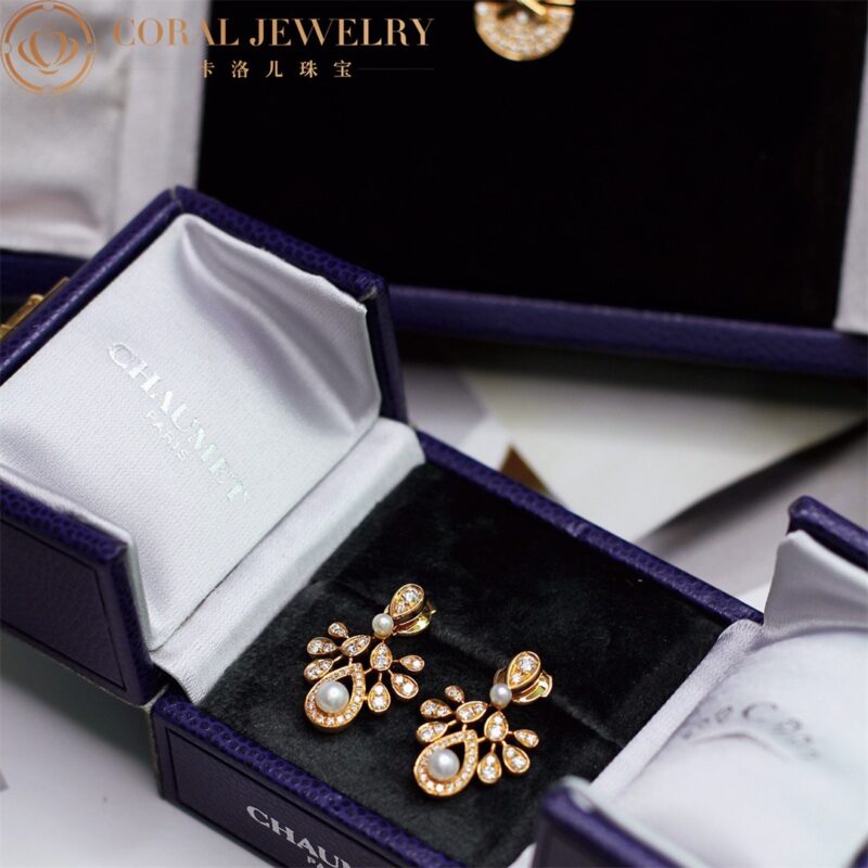 Chaumet 083251 Joséphine Aigrette Impériale Earrings Rose Gold Pearls Diamonds 3