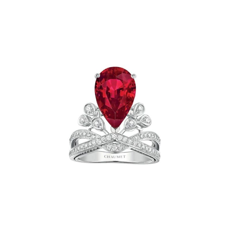 Chaumet Joséphine Aigrette Impériale Ring 082920 Platinum Ruby Diamonds