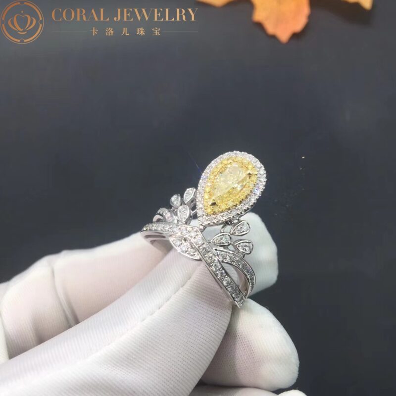 Chaumet Josephine Aigrette Imperiale Ring Platinum Yellow Diamonds Coral 11