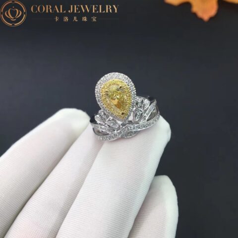 Chaumet Josephine Aigrette Imperiale Ring Platinum Yellow Diamonds Coral 33