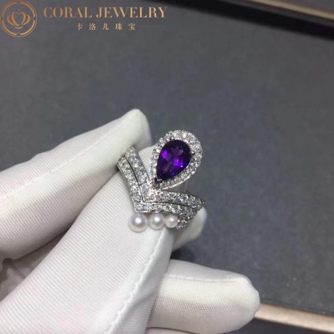 Chaumet Joséphine Aigrette Ring 083339-083290 White Gold Amethyst Diamond Combination Rings2
