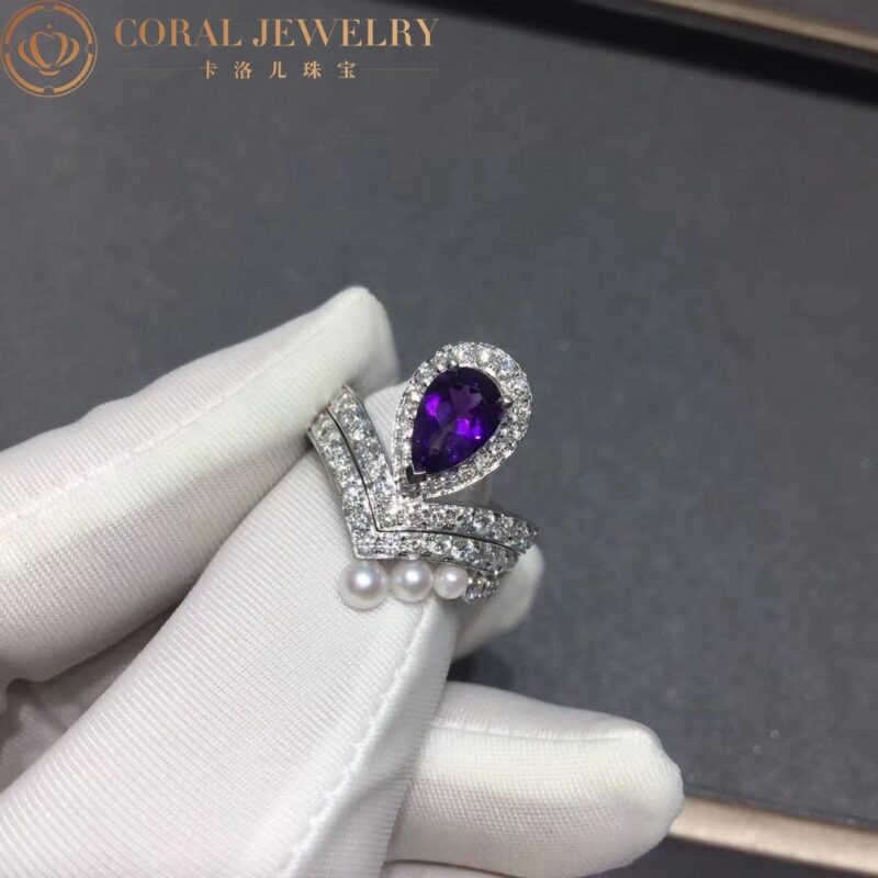 Chaumet Joséphine Aigrette Ring 083339-083290 White Gold Amethyst Diamond Combination Rings3