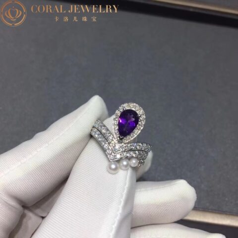 Chaumet Joséphine Aigrette Ring 083339-083290 White Gold Amethyst Diamond Combination Rings7