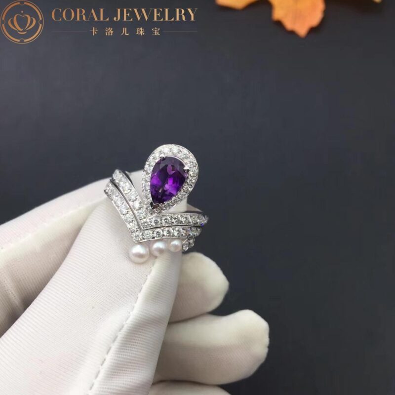 Chaumet Joséphine Aigrette Ring 083339-083290 White Gold Amethyst Diamond Combination Rings6