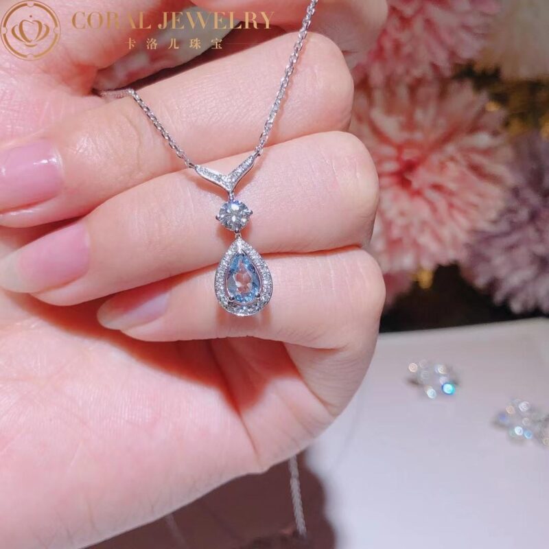 Chaumet Josephine Aigrette 083315 white gold aquamarine and diamond pendant 6