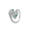 Bulgari Serpenti Seduttori 358094 18 kt white gold double head ring set with emerald eyes and pavé diamonds 1