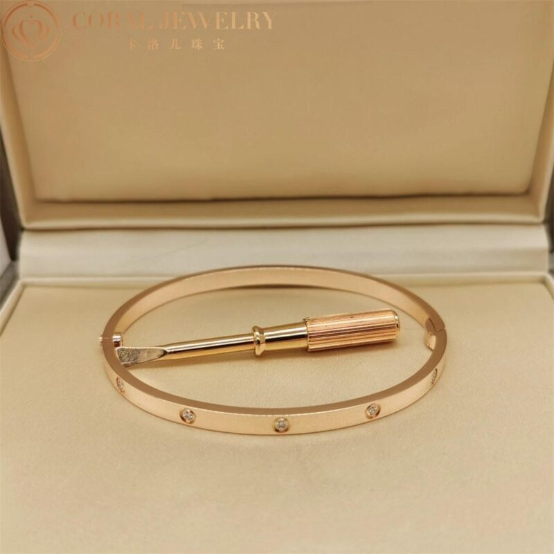 Cartier Love B6047917 Bracelet Small Model 10 Diamonds Rose Gold 9