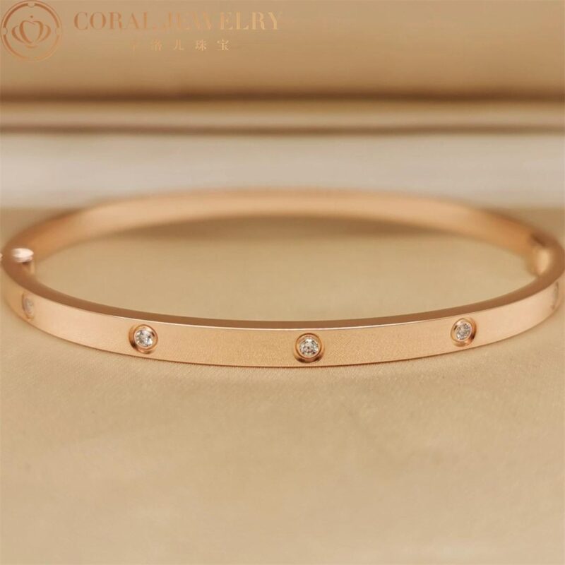 Cartier Love B6047917 Bracelet Small Model 10 Diamonds Rose Gold 8