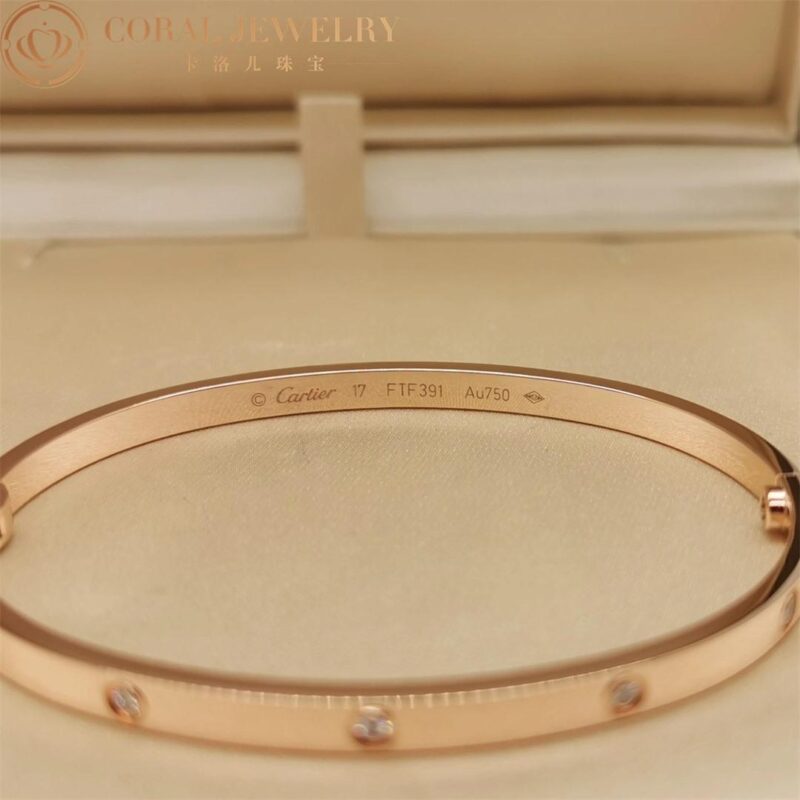 Cartier Love B6047917 Bracelet Small Model 10 Diamonds Rose Gold 7