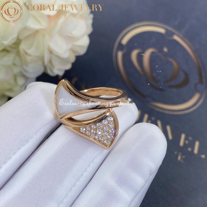 Bulgari Divas’ Dream 350721 ring in Rose gold mother of pearl and diamonds 8