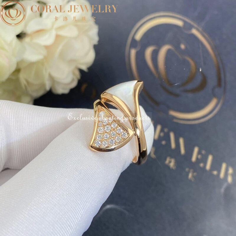 Bulgari Divas’ Dream 350721 ring in Rose gold mother of pearl and diamonds 5