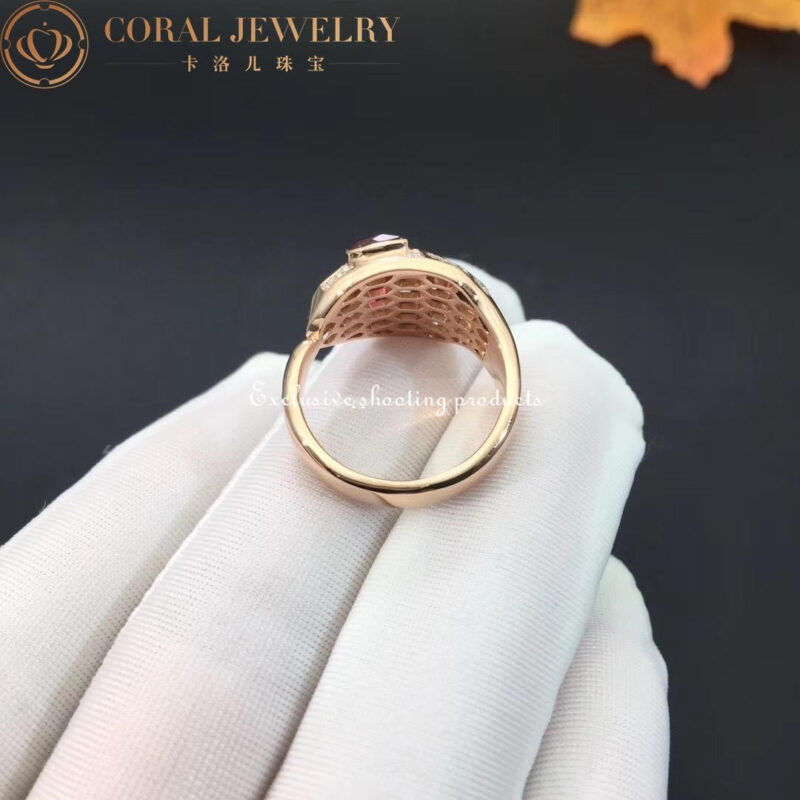 Bulgari Serpenti AN857719 18 kt rose gold ring set with Red Tourmaline eyes and pavé diamonds 2