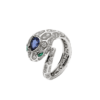 Bulgari Serpenti 355348 18 kt white gold ring set with a blue sapphire on the head emerald eyes and pavé diamonds 1