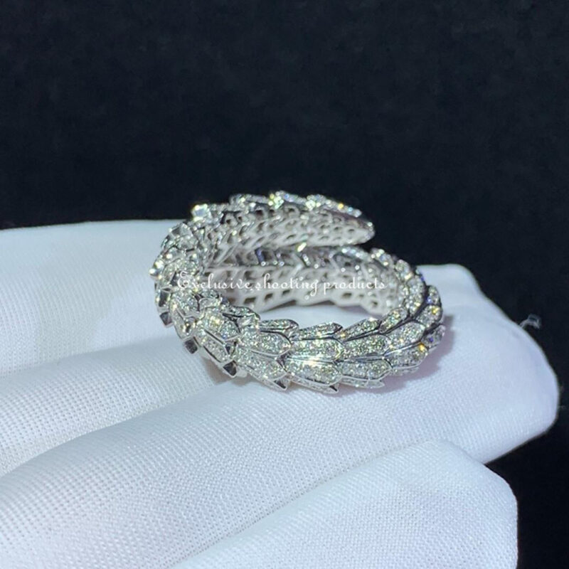 Bulgari Serpenti 354697-WG 18 kt white gold ring set with pavé diamonds 8