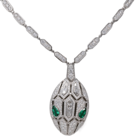 Bulgari Serpenti necklace Diamond & emerald eyes necklace 1