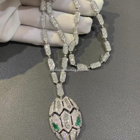 Bulgari Serpenti necklace Diamond & emerald eyes necklace 8