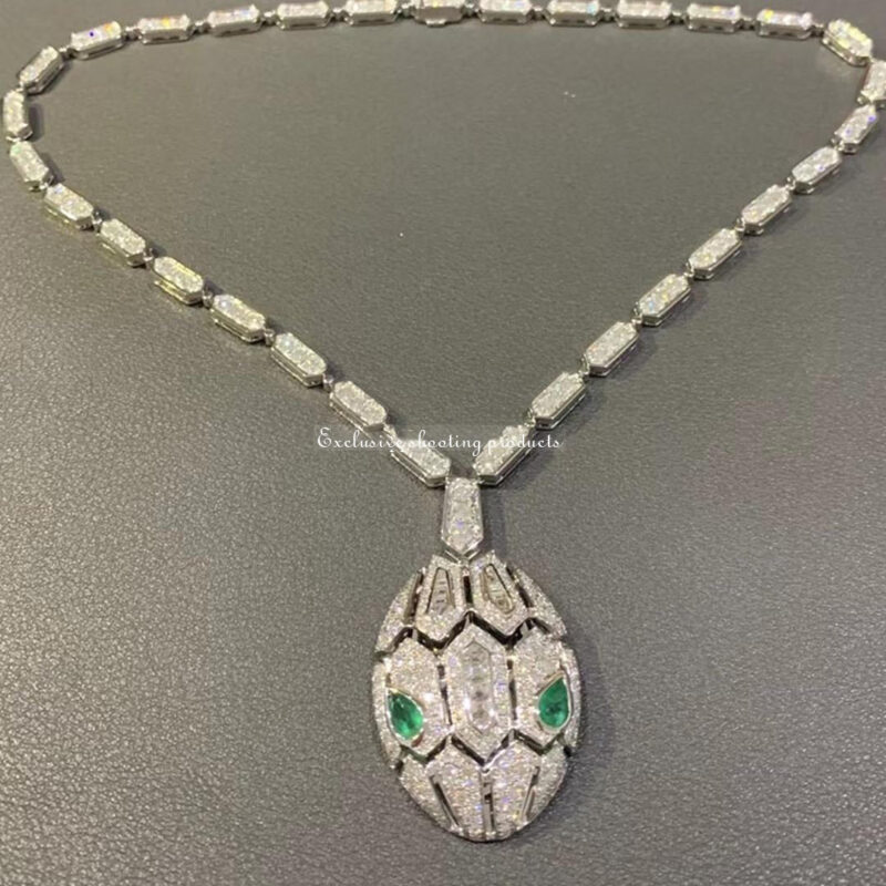 Bulgari Serpenti necklace Diamond & emerald eyes necklace 7