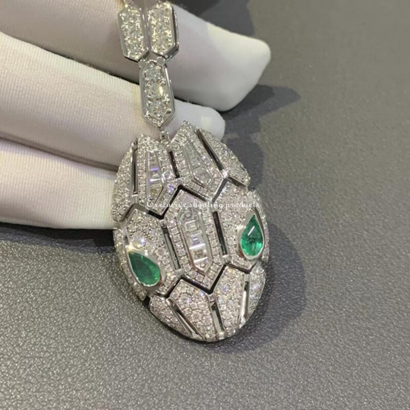 Bulgari Serpenti necklace Diamond & emerald eyes necklace 6
