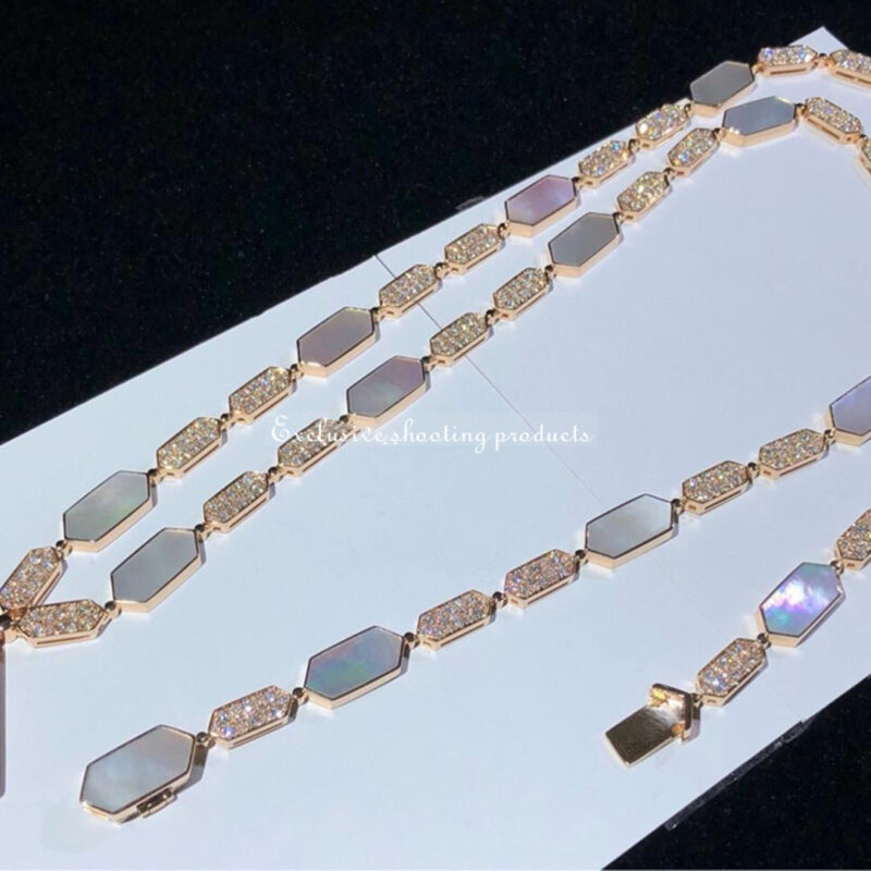 Bulgari Serpenti 261707 necklace in 18-carat pink gold and white mother-of-pearl and diamond high jewelry 7