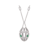 Bulgari Serpenti 352752 necklace in 18 kt white gold set with emerald eyes and pavé diamonds 1