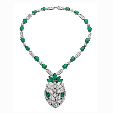 Bulgari Serpenti 261805 necklace in platinum with diamonds and emeralds 1
