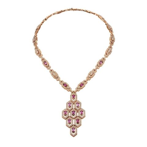 Bulgari Serpenti CL858087 necklace in rose gold tourmalines diamonds 1