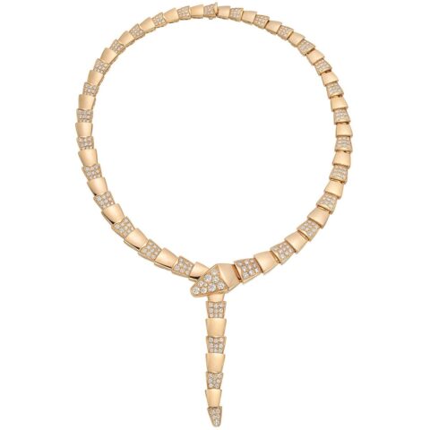 Bulgari Serpenti 348166 Necklace Rose Gold And Half Diamond CL856478 1