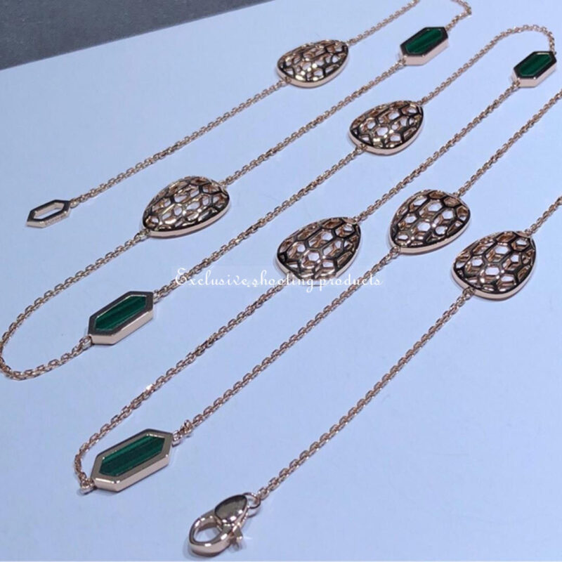 Bulgari Serpenti 352677 Openworked rose gold and malachite long necklace 6