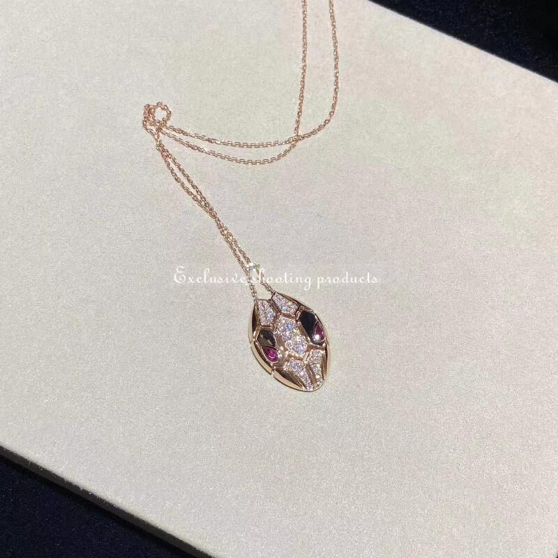 Bulgari Serpenti Rubellite 352748 Diamond Gold necklace 4