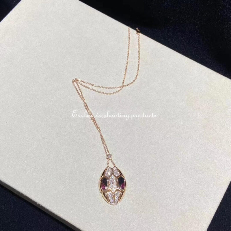 Bulgari Serpenti Rubellite 352748 Diamond Gold necklace 3