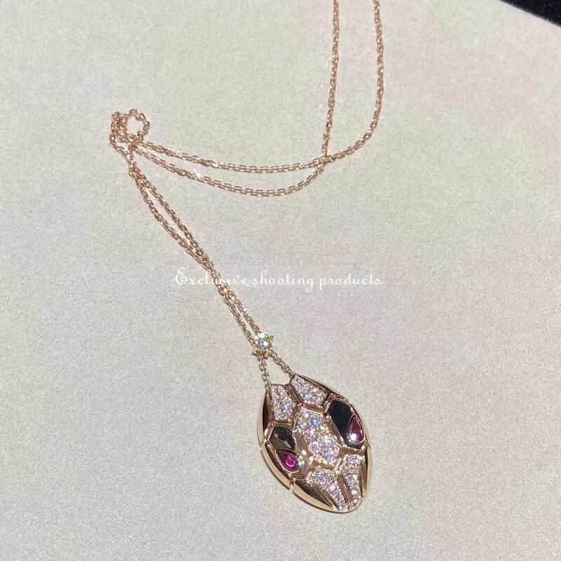 Bulgari Serpenti Rubellite 352748 Diamond Gold necklace 2