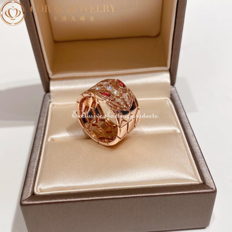 Bulgari Serpenti AN857663 Seduttori Rose Gold Diamond and Rubellite Ring 4