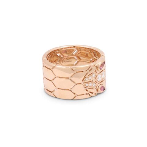 Bulgari Serpenti AN857663 Seduttori Rose Gold Diamond and Rubellite Ring 11