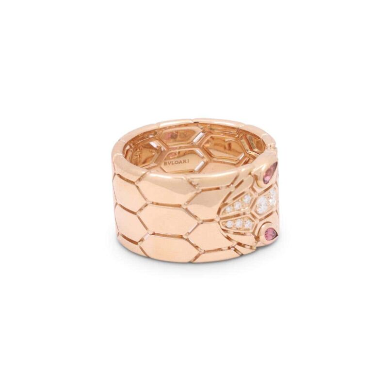 Bulgari Serpenti AN857663 Seduttori Rose Gold Diamond and Rubellite Ring 11