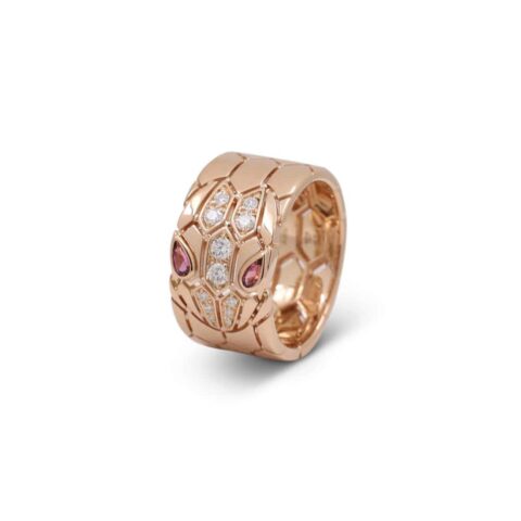 Bulgari Serpenti AN857663 Seduttori Rose Gold Diamond and Rubellite Ring 1