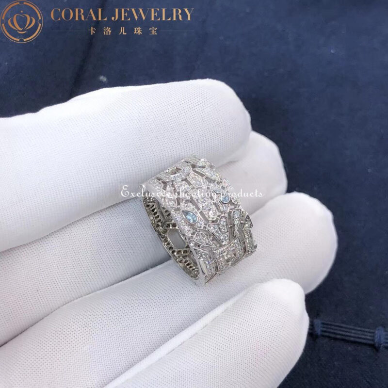 Bulgari AN857663 Serpenti Seduttori white Gold Diamond and Aquamarine Ring 2