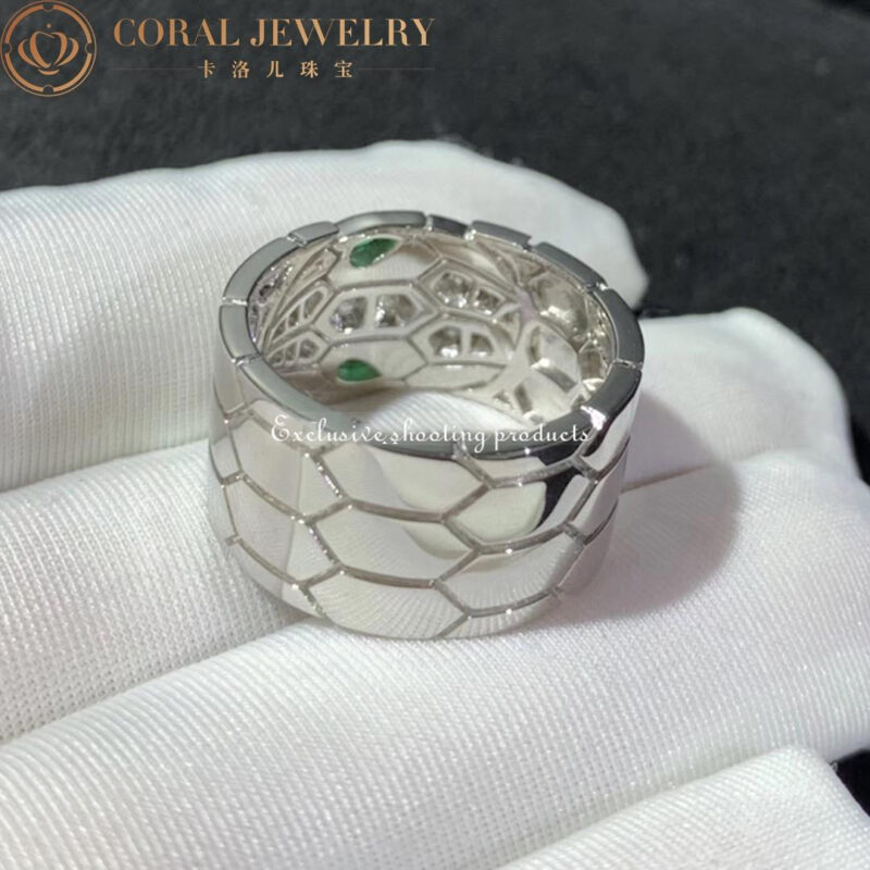 Bulgari Serpenti AN857663-WG Seduttori white Gold Diamond and Emeralds Ring 5