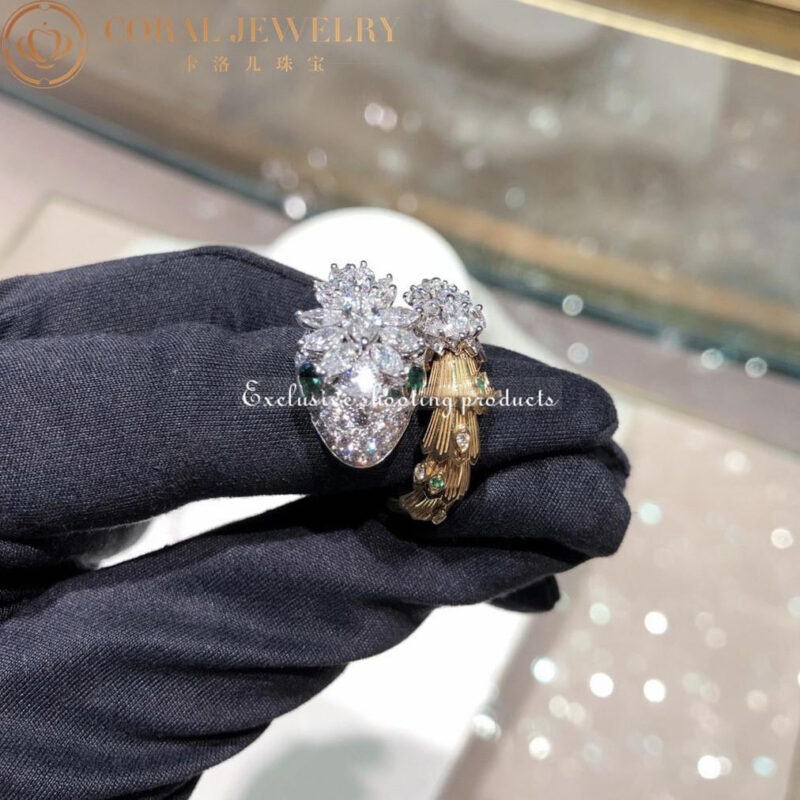 Bulgari Serpenti Snake ring Diamond & Emerald in 18k Gold ring 8