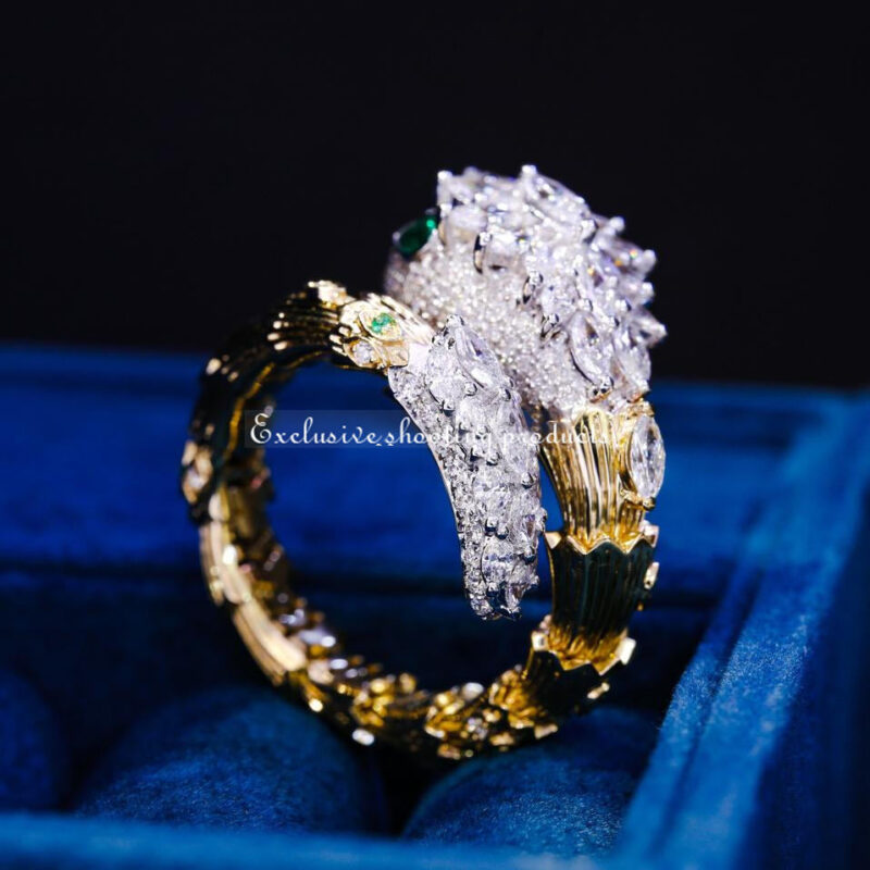 Bulgari Serpenti Snake ring Diamond & Emerald in 18k Gold ring 7