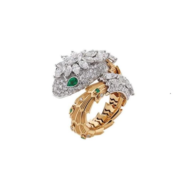 Bulgari Serpenti Snake ring Diamond & Emerald in 18k Gold ring 1