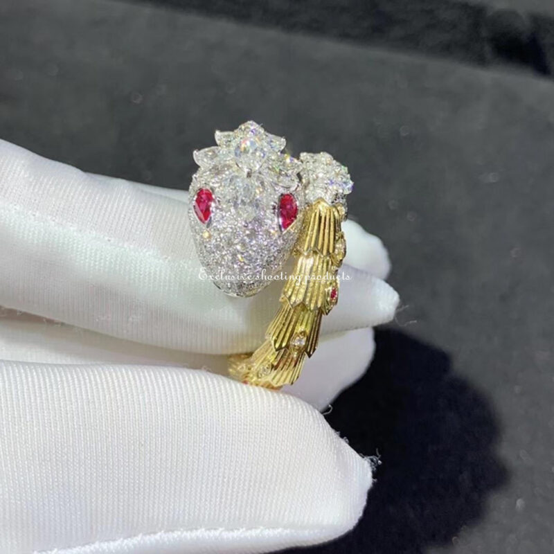 Bulgari Serpenti Snake ring Diamond & Ruby in 18kw Gold ring 14