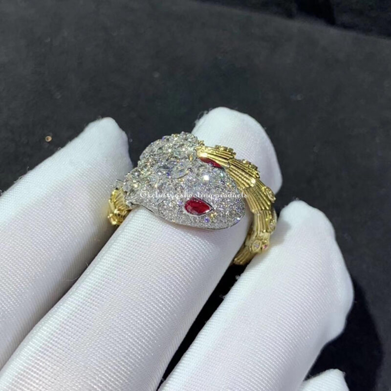 Bulgari Serpenti Snake ring Diamond & Ruby in 18kw Gold ring 13