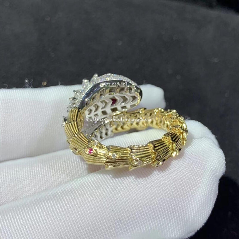 Bulgari Serpenti Snake ring Diamond & Ruby in 18kw Gold ring 12