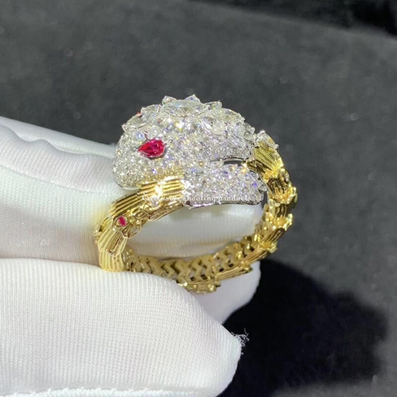 Bulgari Serpenti Snake ring Diamond & Ruby in 18kw Gold ring 10