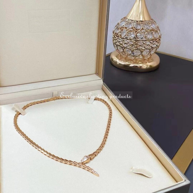 Bulgari Serpenti Viper 357864 18 kt rose gold necklace set with demi-pavé diamonds 12
