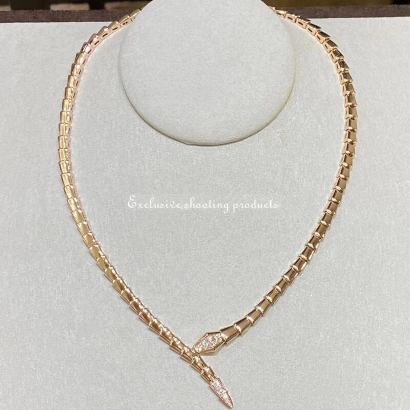 Bulgari Serpenti Viper 357864 18 kt rose gold necklace set with demi-pavé diamonds 8