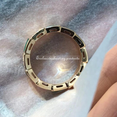Bulgari Serpenti Viper 355032 18 kt rose gold ring set with malachite elements and pavé diamonds 9